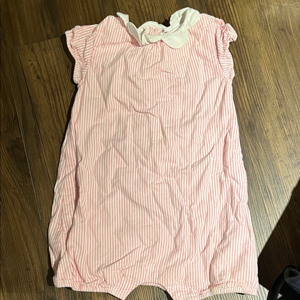The Little White Company Pink Seersucker Onesie - Size 12-18 mos